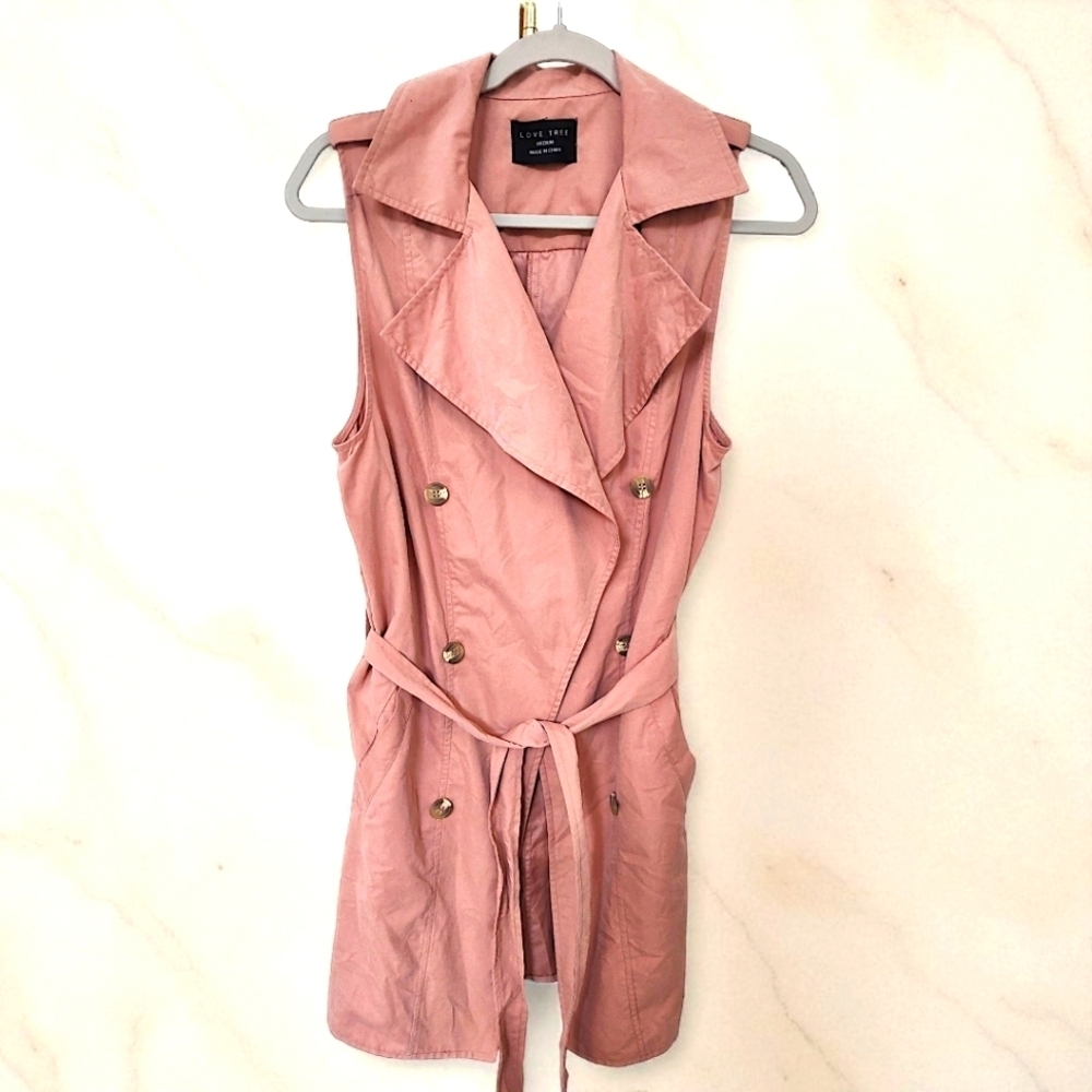 NWOT Blush Love Tree Sleeveless Trench Vest, Med